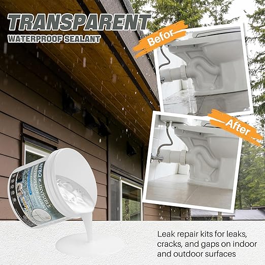 NYBQ Waterproof Sealant Coating 35oz, Transparent Invisible Waterproof Agent, Super Strong Anti-Leakage Polyurethane Coating for Bathroom, Roofs, Kitchen, Patio, Walls, Indoor & Outdoor