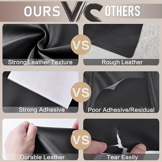 Self Adhesive Leather Repair Patch Kit, 4" x 63" Large Vinyl Leather Repair Tape for Furniture, Car Seat, Couch, Sofa, Chair Black
