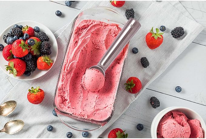 HIC Kitchen Anti-Freeze Ice Cream Scoop, Non Toxic Self Defrosting Handle, Easy Release For Ice Cream Gelato Sorbet Frozen Yogurt