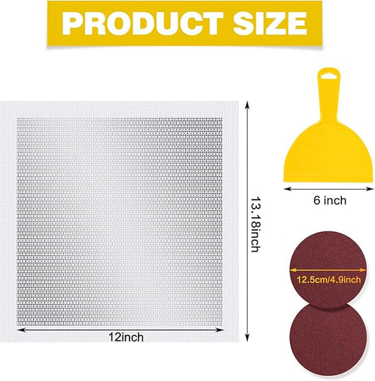 12 X 12 Inch Drywall Repair Kit - Heavy Duty Self-Adhesive Mesh Drywall Repair Patch for Large Holes in Wall and Ceiling, Wall Patch Repair Kit with Scraper and Sandpaper - Dry Wall Patch Kits