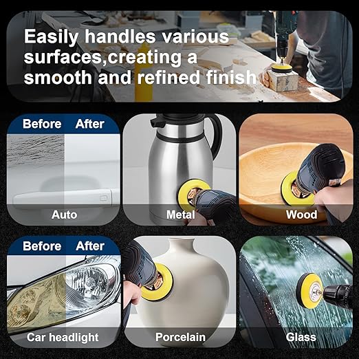 188 PCS 3 Inch Wet Dry Sanding Disc, GOH DODD Headlight Restoration Kit Drill Polishing Kit Sanding Attachment 60-10000 Grit Hook Loop Sandpaper with Rotary Tools for Car Wood Metal Glass Resin Expoxy