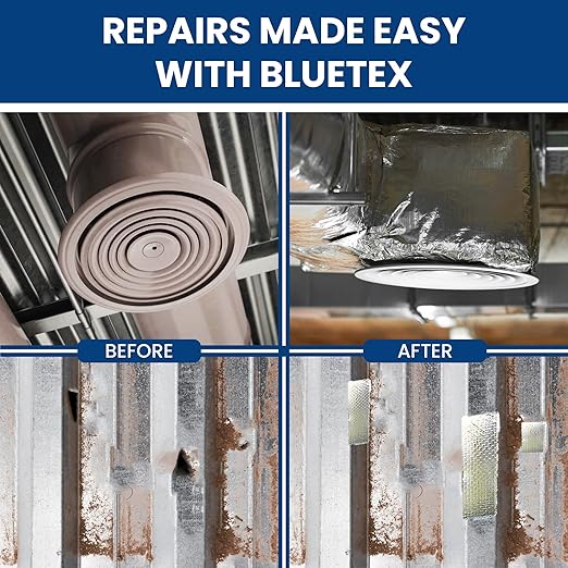 BlueTex Insulationㅤ HVAC Aluminum Foil Tape 2 inch x 150 ft (6 mil), Professional Grade Silver Duct Tape Metallic, Tear-Proof HVAC Tape, Heavy Duty, for Ductwork, Dryer Vent & Insulation - 24 Rolls