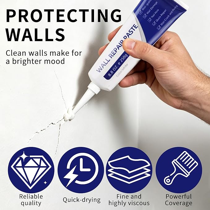 Drywall Repair Kit with Scraper, 2026 New Wall Mending Agent for Holes, Cracks, Small Damage, Quick Easy Solution for Home Wall Efficient Patch Repair (3 pcs)