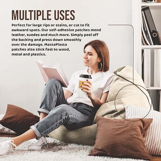 MastaPlasta Instant Upholstery Quality Self-Adhesive Repair Patch. XL Size - Brown Suede - 11in x 8in / 28cmx20m. Easily Fix Couches, Car Seats, Bags & Other Suede, Leather and Velvet Items!