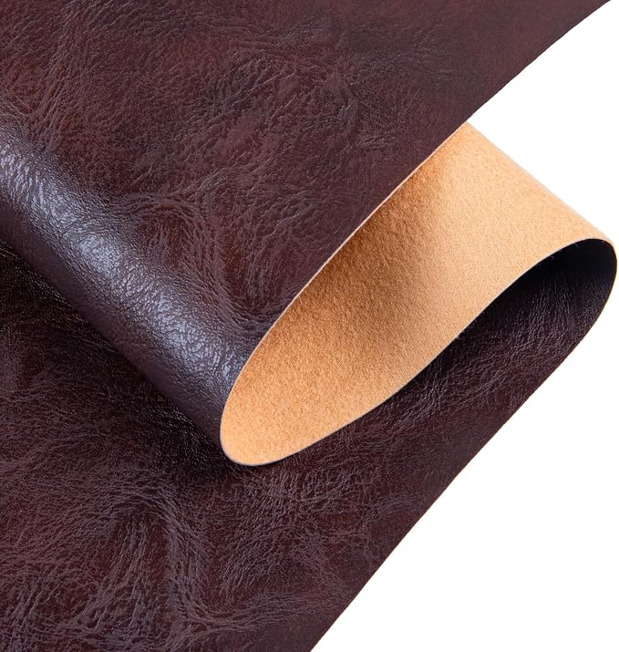 Faux Leather Fabric Sheet, 36 x 54 Inches, Texture Synthetic Material for DIY Crafts, Leather earings,Upholstery, Automotive, Sofa Projects Individual 1 Yard Cut (Dark Brown, One Yard)