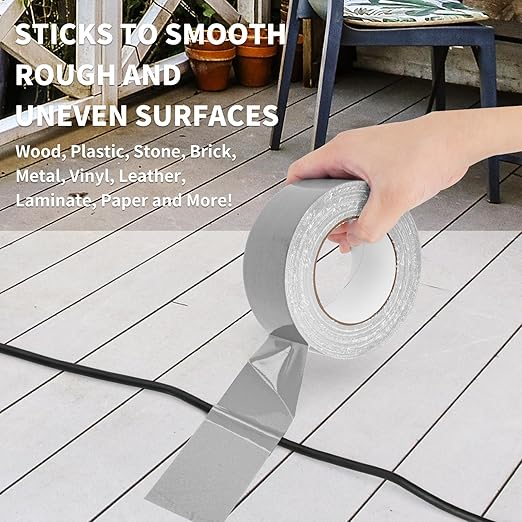 Grey Duct Tape Heavy Duty Waterproof, 40 Yards X 2 Inch, 9 Mils Thickness Strong Adhesive Sticky, No Residue, Easy Tear by Hand for Home Repairs Indoor Outdoor Crafts Packing HVAC and Construction