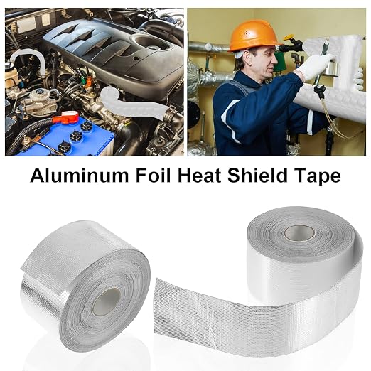 Zonon 2 Rolls Aluminum Foil Tape Heat Shield Tape Barrier Adhesive Reflective Fiberglass Thermal Insulation Reflective Material High Temp Protection(Silver,2 Inch X 100 ft)