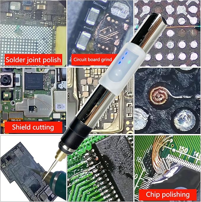 Circuit Board Grinder Chip Grinding Pen Damaged Screw Removal for Cellphone Microcircuit Grinder Cell Phone Repair Tool Rechargeable 11 Grinding Heads 3 Speed Adjustable