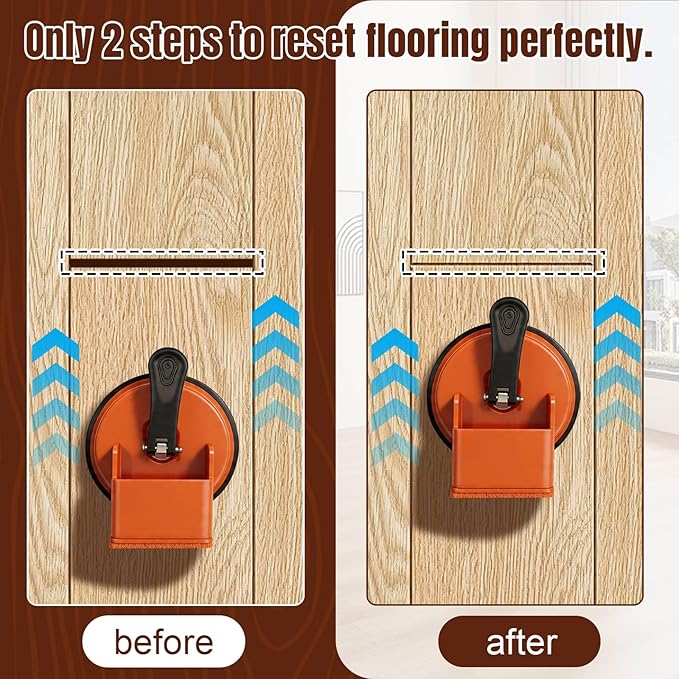 Floor Gap Fixer Tool, Heavy Duty Floor Suction Cup with 5 Non-Slip Pads, Carbon Steel Construction for Vinyl Plank, Laminate & Wood Flooring