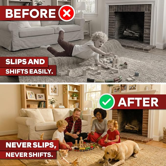 XFasten Double Sided Carpet Tape for Area Rugs, 2 Inch x 60 Yards – Heavy Duty Anti Slip Rug Grip Tape, Works as Rug Gripper, Residue Free, Wood Safe, Easy Removal for Hardwood and Laminated Floors