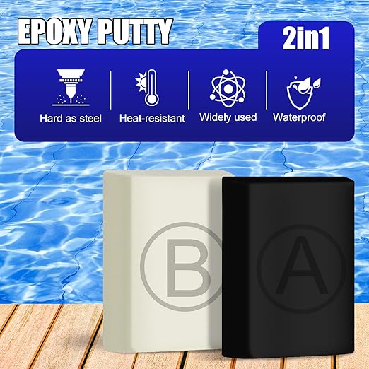 Epoxy Putty - 10oz / 280g Epoxy Sculpt Clay to Fix Leaks, Model, Fill Cracks - Fast Repair Pool Putty for Metal, Plastic, Wood, Tile, Ceramics, Mega Adhesion and Waterproof (Black)