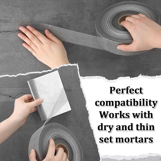 500 ft x 2 Inch Cement Board Joint Tape Self Adhesive Durable Gray Fiberglass Mesh Drywall Mesh Repair Tape for Cement Board Joints Repairing, Sealing and Strengthening