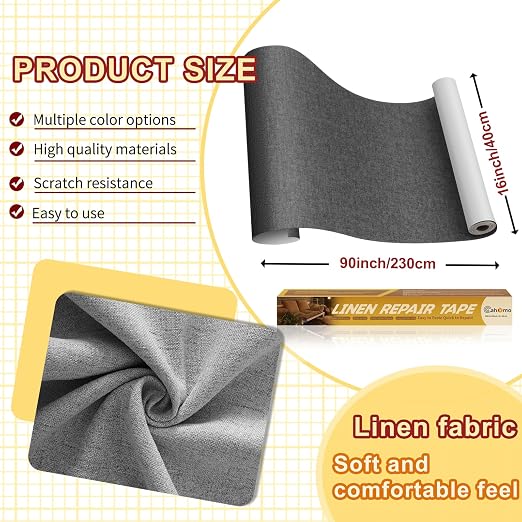 Linen Repair Tape 16x90 inch, Self Adhesive Fabric Patches, Couch Repair Patch Kit, Fabric Repair Tape for Furniture, Sofas, Carpet, DIY, Headboards, Chairs, Pillows, Linen Goods - Blue