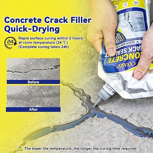 Concrete Crack Filler, High Elasticity Self Leveling Cement Magic Crack Filler for Concrete, Fast Drying, Repairs Cracks in Driveways, Patios, Sidewalks, Indoor and Outdoor - Grey (4pcs)