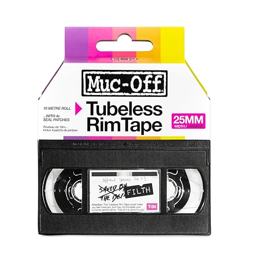 Muc-Off Tubeless Rim Tape, 25mm - Adhesive Bike Tire Liner, Tubeless Tape for MTB/Road/Gravel Bikes - Tubeless Kit Including 10m Roll of Bike Tape