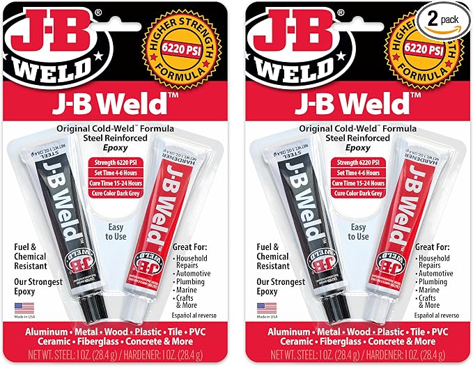 J-B Weld Original Epoxy, Steel Reinforced Epoxy, High Strength - 2 Pack, Dark Grey (8265S-2)