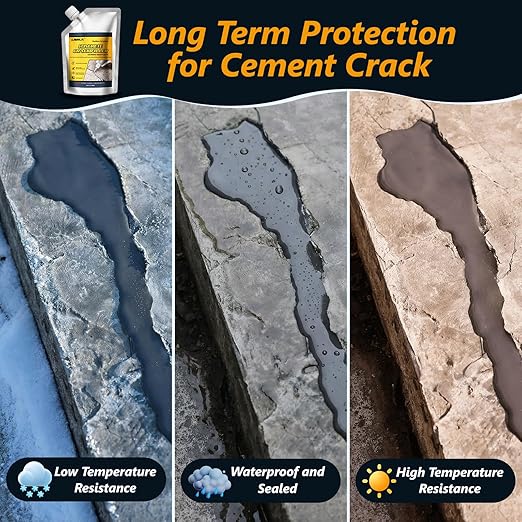 Concrete Crack Filler,1 LB High Elasticity Cement Crack Filler,Self-Leveling Quick-Drying & Waterproof Concrete Caulk,Concrete Repair for Driveway,Walkway,Patio,Joint,Indoor and Outdoor,Grey (16oz)