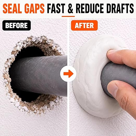 Duct Seal Putty, 12 Pack, Moldable Gap Filler for Wall & Pipe Gaps, Non-Hardening, Blocks Drafts, for HVAC Openings & Electrical Entry Holes, Seal Compound, 30g Each