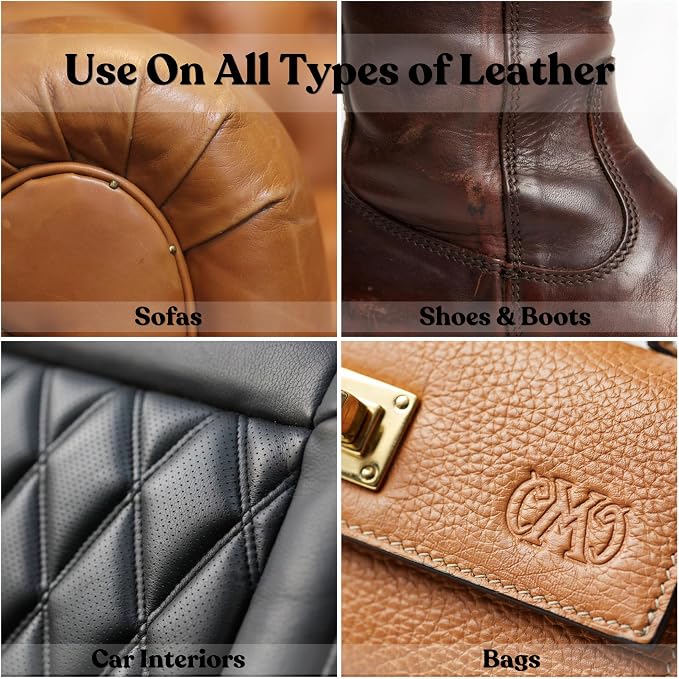 Premium Beeswax Leather Conditioner & Balm – Hand-Poured Natural Restorer for Boots, Bags, Jackets, Furniture, Car Seats & More – Cleans, Conditions & Protects – 1.0 Fl Oz