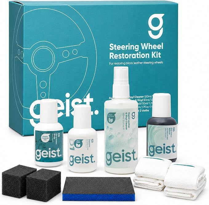 Geist. Steering Wheel Restoration Kit | Degrease and Refresh the colour of worn or scratched black steering wheels