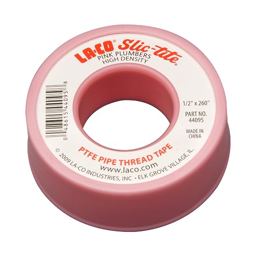 LA-CO 44095 Slic-Tite PTFE Pipe Thread Tape, Premium Grade [260" Length, 1/2" Wide], Pink