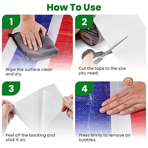 Awning Covers & Tarp Repair Tape - Waterproof Self Adhesive Patch Repair Kit | Patch Tapes for Awnings, Outdoor Canopies, Patio Window Awnings, Gazebos, Tents, RV, Canvas, Boat Covers (Transparent 5")