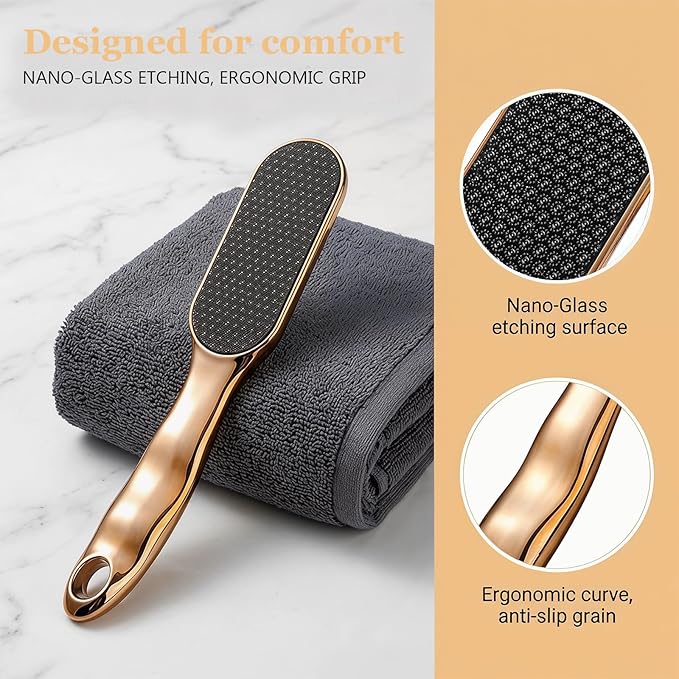 Nano Glass Foot File, Glass Foot File Callus Remover for Hard Skin and Cracked Heels, Anti-Slip Heel File for Smooth Feet, Wet or Dry Foot Scrubber