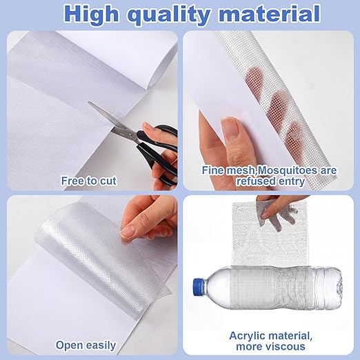 CroBlissful Extra Wide 5 inch x 30 ft Window Screen Tape Mesh Repair Strong Adhesive Waterproof Fiberglass Screen Repair Kit Patch for Window Door Tears Holes(Gray)