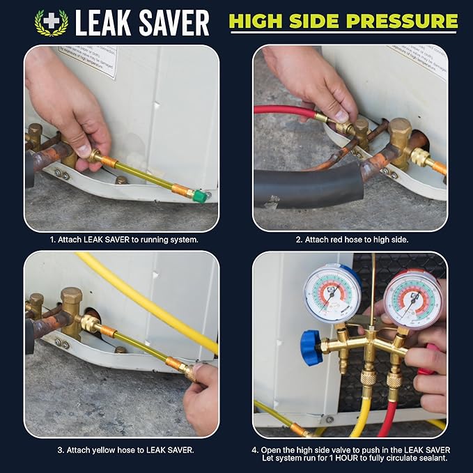 Leak Saver Direct Inject AC Leak Sealer 6-Pack | AC Stop Leak for Most HVAC Systems Up to 5 Tons | Works with All Systems & AC Refrigerants | Made in the USA