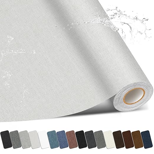 Linen Repair Patch,17X79 Inch Large Self-Adhesive Fabric Repair Tape, Linen Fabric Repair Patch for Couch, Furniture, Car Interior, Sofa and Cushion(Beige, 17X79 Inch)