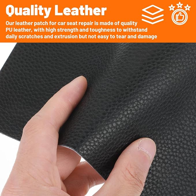 6 PCS 8×4 Inch PU Leather Patch for Car Seat Repair, Self-Adhesive Leather Repair Patch Tape, Vinyl Portable Car Leathers Repairs Kit for Upholstery, Furniture, Couch, Sofa, Cars Seats (Black)