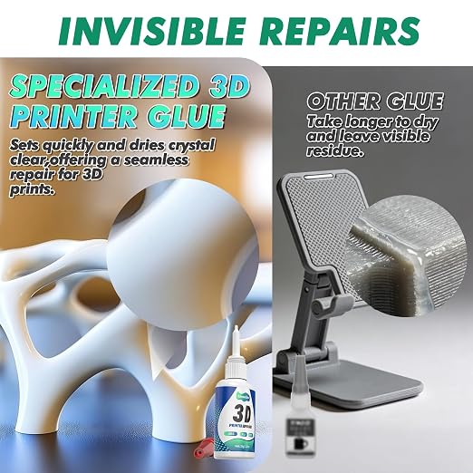 3D Printing Super Glue for PLA, ABS & PETG – Extra Strong Instant Adhesive for 3D Printed Parts, Model Repair & Assembly – Fast Set Clear CA Glue with Precision Tip – 1.23 oz