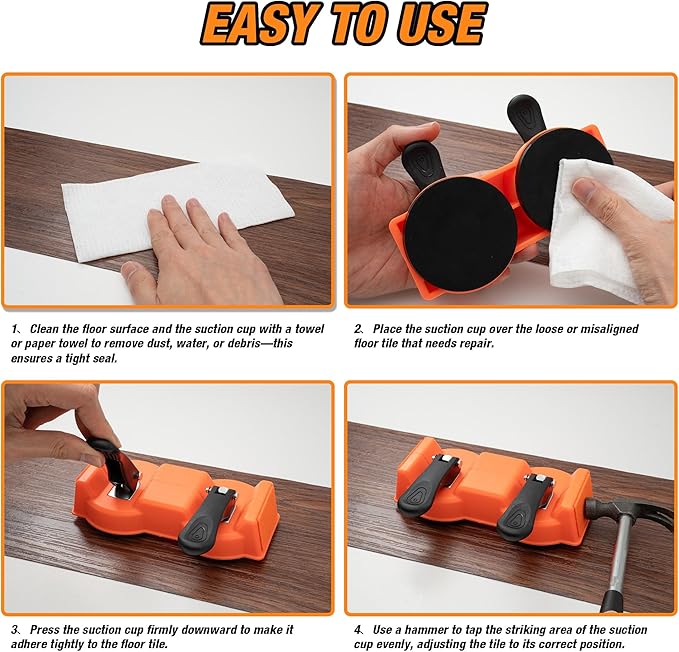 Floor gap fixer tool - Heavy Duty Floor Gap Fixer Tool, Newly upgraded enhanced vacuum dual suction cup - Floor Gaps Repair Tool for smooth plane Plank flooring, Laminate, Vinyl, Tile Flooring