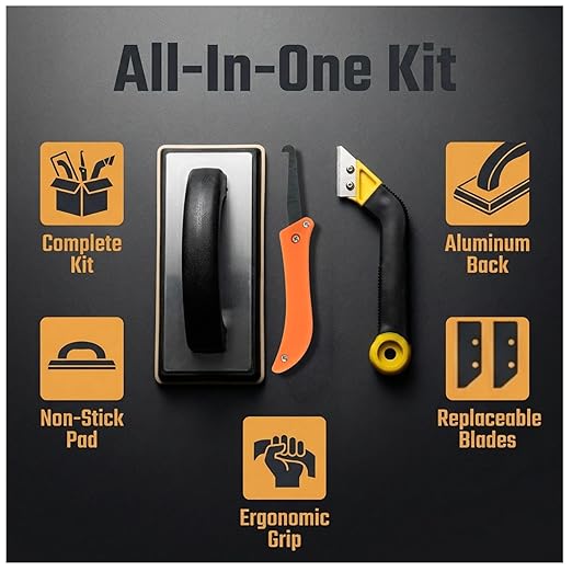 Grout Float and Grout Removal Tool Kit, Tile Grout Float with Non-Stick Rubber Pad, Grout Saw with 2 Blades, Hand Grout Removal Tool for Tile Cleaning and Repair