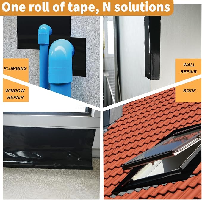 Flashing Tape for Windows and Doors, 3.75 in x 30 ft Roll, Acrylic Adhesive, Self-Adhesive Flashing Tape, Waterproof, UV Resistant,Great for Sealing Doors, Windows, and Construction & Repairs (6 pack)