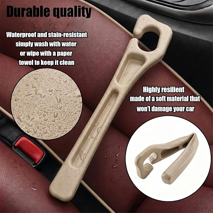 2PCS Car Seat Gap Filler, PU Leather Seat Gap Filler Strip, Anti-Drop Car Seat Gap Plug Catcher, Car Gap Seat Filler Between Seats for Cars SUVs Trucks (Beige)