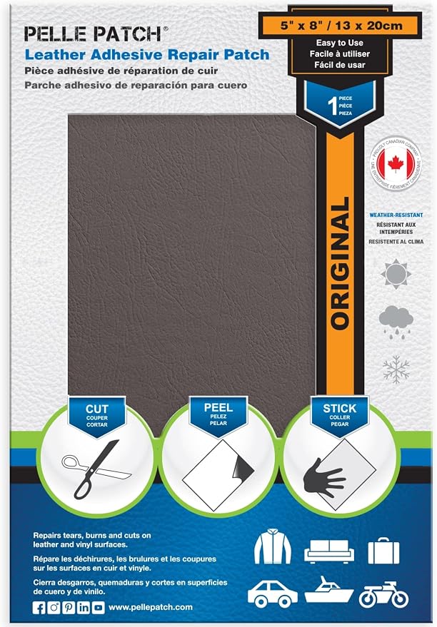 Leather Vinyl Repair Kit - 25 Colors Available - Original 5x8 - Brown-Grey
