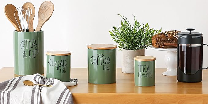 DII Kitchen Accessories Retro Collection, Ceramics, Canister Set, Artichoke, 3 Piece