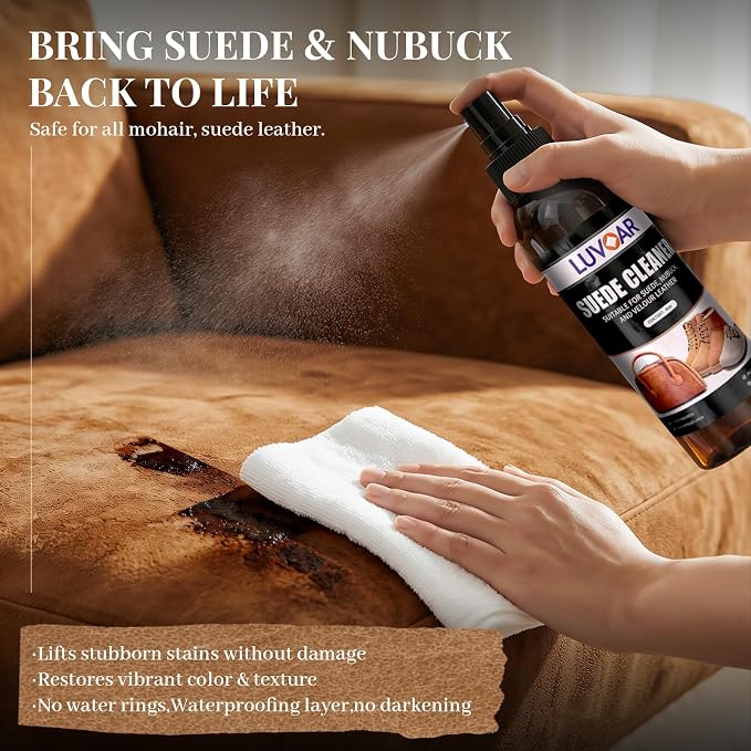 Leather Suede Cleaner, Leather Cleaner and Restore for Suede Shoes, Boots, Jackets, Bags, Purses & Furniture-16oz