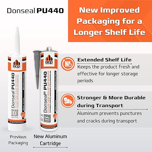 DCP Donseal PU440 Polyurethane Concrete Sealant 12 Pack– Non-Sag Concrete Caulk for Joints, Walls, Sidewalk, and Foundation, 10.1 fl. oz. Cartridge – Grey