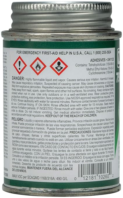 Weld-On 10260 790 Multi-Purpose Medium-Bodied High Strength Solvent Cement - Fast-Setting and Low-VOC, Light Amber, 1/4 Pint (4 fl oz)