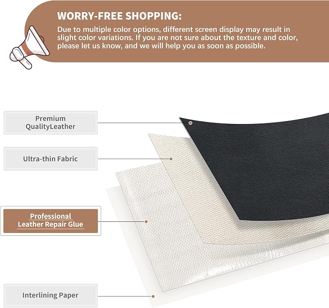 ONine Leather Repair Patch，Self-Adhesive Couch Patch，Multicolor Available Scratch Leather 8X11 Inch Peel and Stick for Sofas, Car Seats Hand Bags Jackets(New Gray)