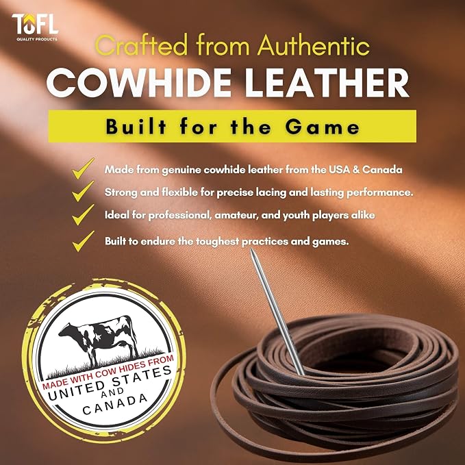 TOFL Softball and Baseball Glove Lace Kit | Mitt Lace Glove Repair Lacing Kit | 2 Leather Laces with Lacing Needle for Catchers Glove