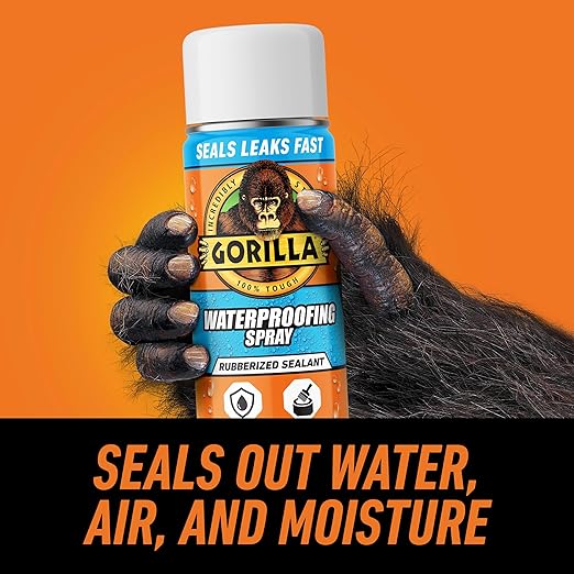 Gorilla Waterproofing Spray White, Flexible Rubberized Sealant Coating, Paintable UV Resistant, Seals Water Air Moisture, 16 oz (Pack of 2), for Roofs Gutters Skylights RVs Windows & More