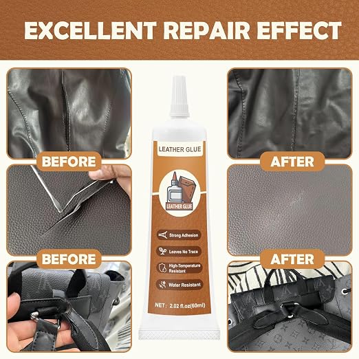 Leather Glue 120ml, Leather Glue Adhesive Instant Bonding Permanent Clear Soft Strong Waterproof, Suitable for Sofas, Car Seats, Purses