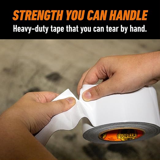Gorilla Tape Tough & Wide, White Tape, 2.88" x 25 yd (Pack of 1) - Heavy Duty and Weather Resistant for Indoor or Outdoor