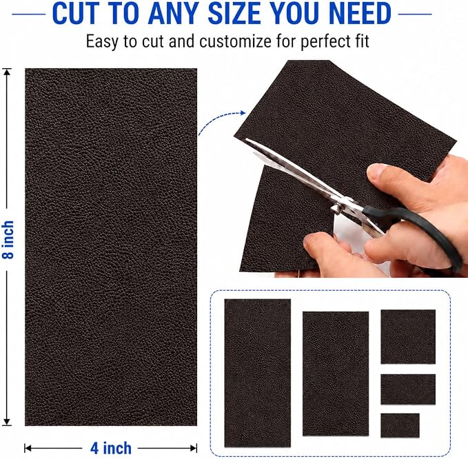 2PCS 8×4 Inch PU Leather Patch for Car Seat Repair, Self-Adhesive Leather Repair Patch Tape for Vinyl Leather Upholstery, Car Seat Furniture Repair Kit (Deep Coffee)