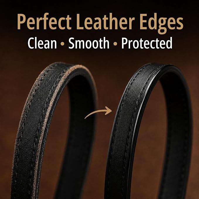 Black Leather Edge Coat for Leather Edges with Built-in Applicator for Purses, Belts, Shoes, Couches – Flexible, Water-Resistant Finish – Edge Sealer & Restorer (4oz)