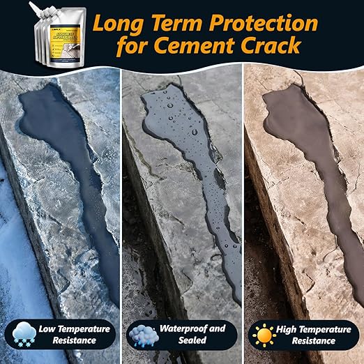 Concrete Crack Filler,5 LB High Elasticity Cement Crack Filler,Self-Leveling Quick-Drying & Waterproof Concrete Caulk,Concrete Repair for Driveway,Walkway,Patio,Joint,Indoor and Outdoor,Grey (80oz)