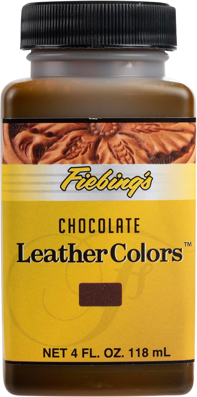 Fiebing's LeatherColors (4 Fl Oz, Chocolate) - Leather Dye for Natural Leather - Water-Based, Non-Flammable Formula - Permanent & Penetrating Color for Shoes, Boots, Furniture - Safe for Institutions